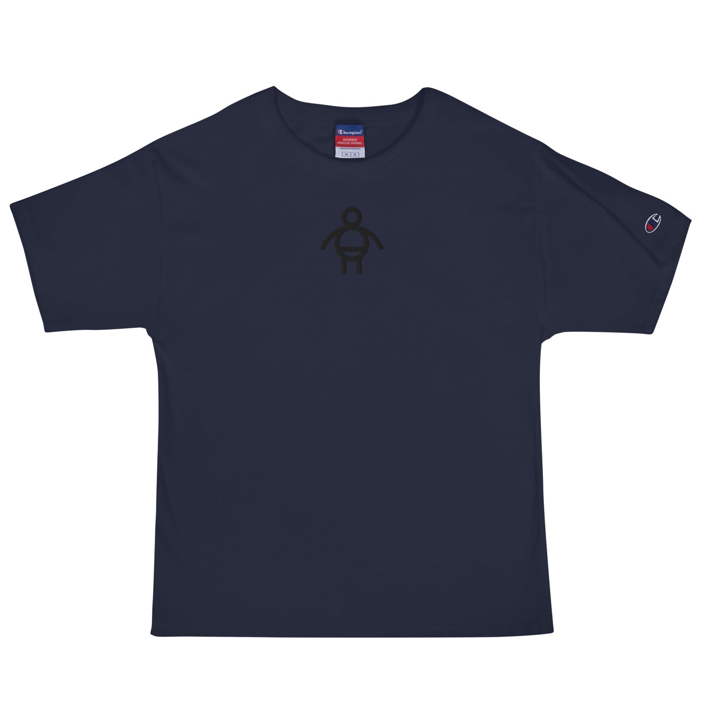 Men's Black Embroidered Champion T-Shirt (White, Black, Navy, Grey)