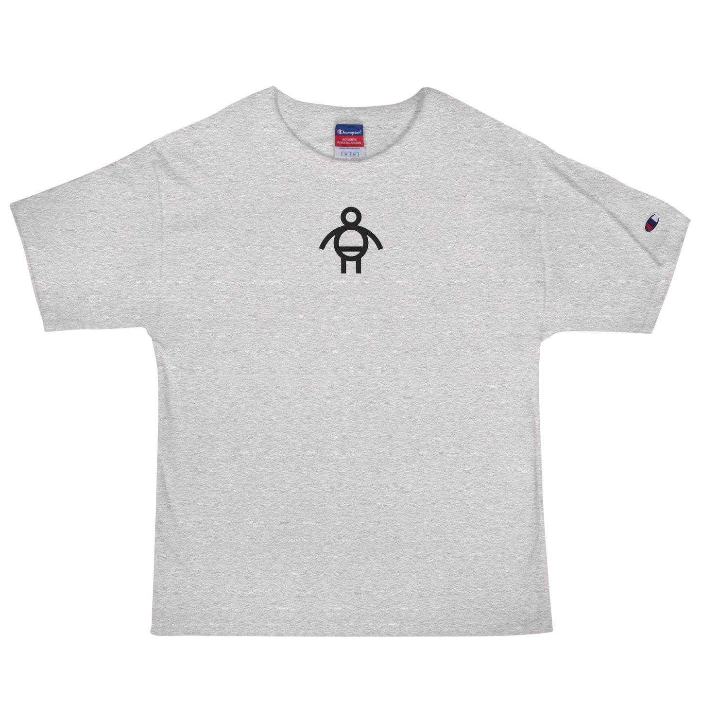 Men's Black Embroidered Champion T-Shirt (White, Black, Navy, Grey)
