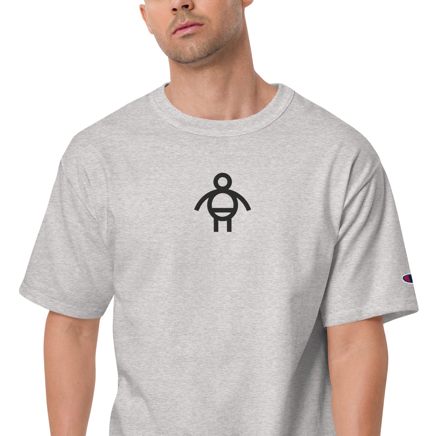 Men's Black Embroidered Champion T-Shirt (White, Black, Navy, Grey)