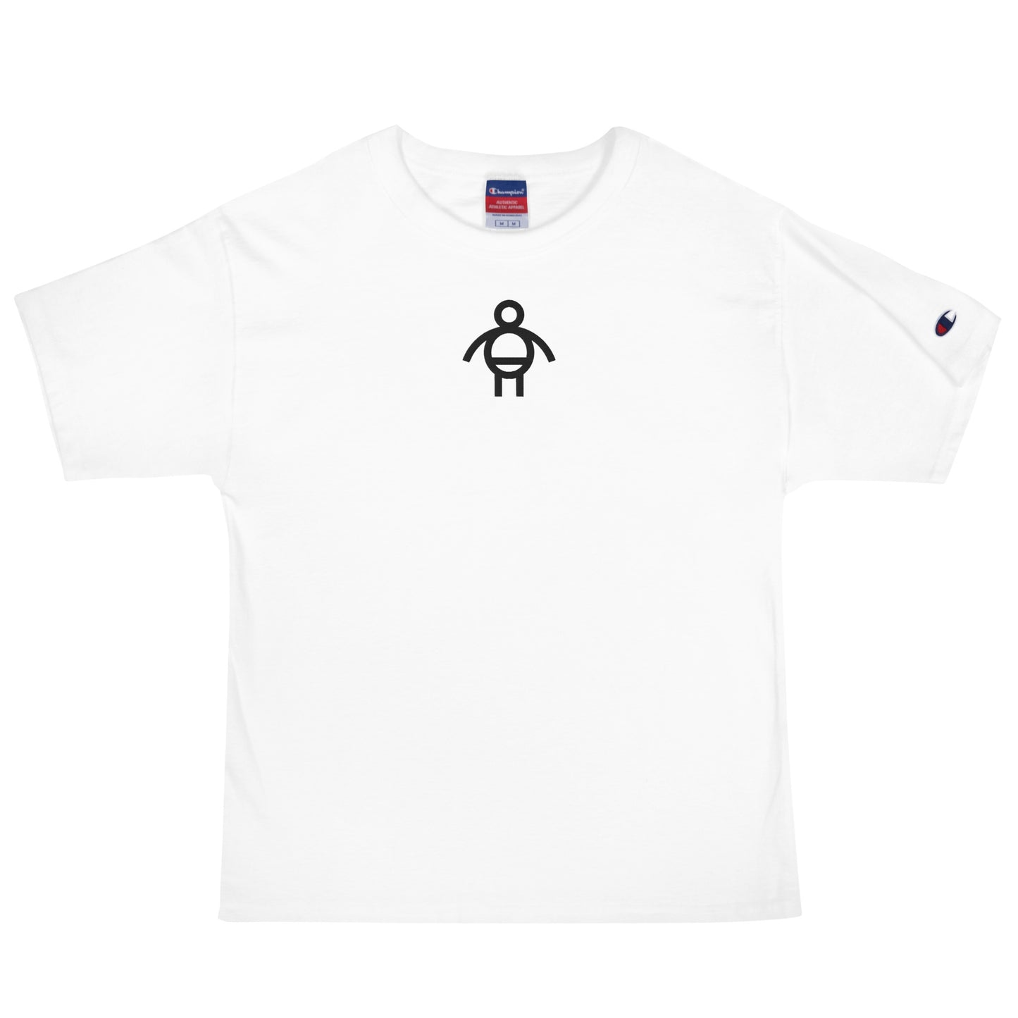Men's Black Embroidered Champion T-Shirt (White, Black, Navy, Grey)