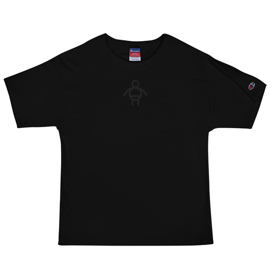 Men's Black Embroidered Champion T-Shirt (White, Black, Navy, Grey)